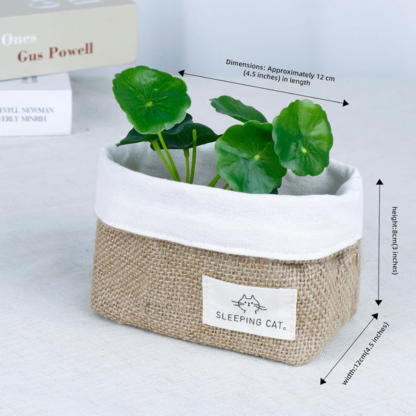 Small Cotton and Linen Hanging Storage Basket for Desktop, Ideal for Organizing Keys and Miscellaneous Items.2