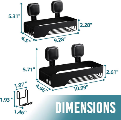 Shower Caddy Suction Cup Rustproof Metal Shower Shelves Black 2Pack8