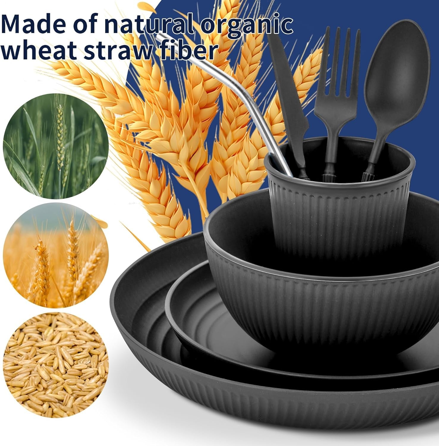 wheat-straw-dinnerware-sets-64-piece-black-plates-and-bowls-sets-for-8-unbreakable-reusable-plastic-dish-set-dinner-plate-dessert-plate-cereal-bowl-cup-utensils-microwavable-dishwasher-safe-64p-black