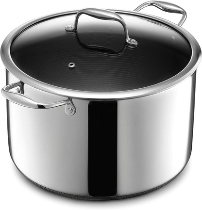 Hexclad 10QT Hybrid Nonstick Braiser Stock Pot with Lid, Induction Ready | Stay-Cool Handles, Dishwasher and Oven Safe up to 900°F, Compatible with All Cooktops1