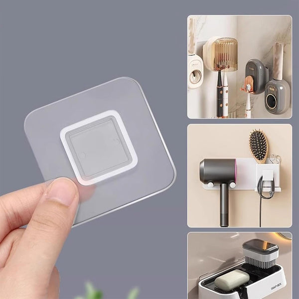 12 PCS Wall Mounted Replacement Sticky Pads for Kitchen Bathroom Shower Caddy Organizer Rack Holder Nail Free Adhesive Hooks (Square)7