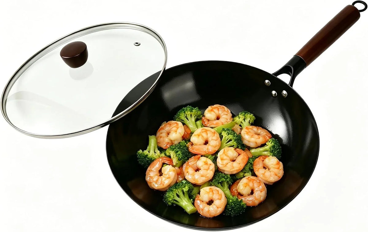 12-carbon-steel-wok-pan-with-lid-woks-stir-fry-pans-nonstick-pre-seasoned-flat-bottom-wok-for-induction-cooktop-gas-electric-stove-halogen-bbq-camping-open-fire