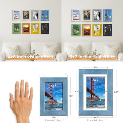 4X6 Picture Frames Set of 8, Wall Gallery Photo Frames, High-Definition Real Glass, for Tabletop or Wall Hanging4