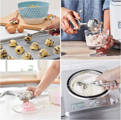 Ice Cream Scoop, 3Pcs Cookie Scoop Set, Stainless Steel Ice Cream Scooper with Trigger Release, Large/Medium/Small Cookie Scooper for Baking, Cookie Scoops for Baking Set of 3 with Cookie Dough Scoop…4