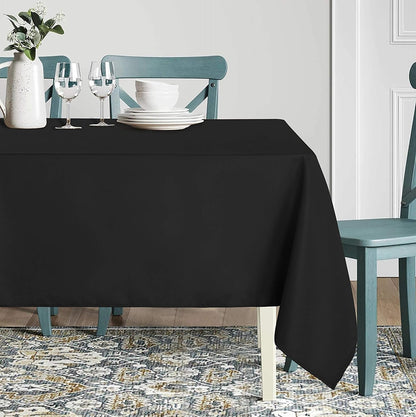 Rectangle Tablecloth, 60 X 84 Inch, Black | Stain and Wrinkle Resistant, Washable Polyester Cloth, Decorative Fabric Cover, for Dining Tables, Buffet Parties and Camping9