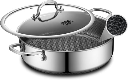 Saute Pan,Hybrid Non Stick 5 Quart Everyday Braiser Pan,Chicken Fryer, PFOA Free Cookware,12 Inch Deep Frying Pans with Lid,Dishwasher and Oven Safe,Works on Induction,Ceramic and Gas Cooktops1