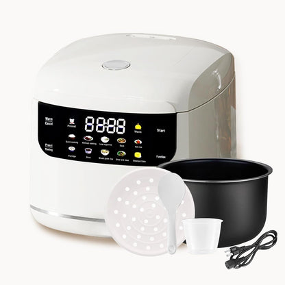 5 Cups Electric Mini Rice Cooker Portable 10-In-1 Smart Pot White | 2.1L Capacity, 24-Hour Delay Timer, Non-Stick Inner Pan, Fast 400W Heating for Dorm or Travel Soup Preparation1