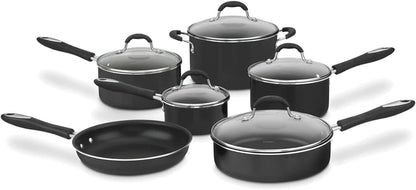 Pots and Pans Set, Nonstick W/Aluminum Core, 11-Piece, Black | 11-Pc Pots and Pans Set Non Stick, Dishwasher Safe & Oven Safe to 350°F, Features Aluminum Core & Easy Grip Handles, 55-11BK1