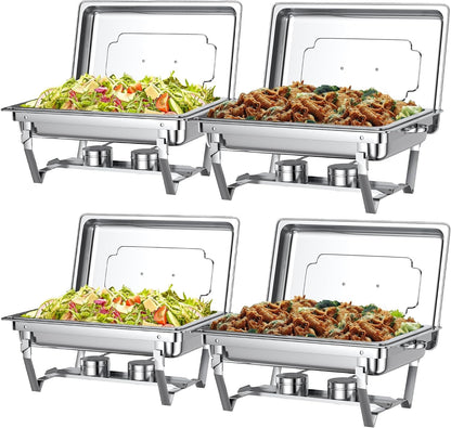 Chafing Dishes for Buffet Set – 4 Pack Chafers & Food Warmers with Lids | Makes Setup Easy for Weddings, Parties, Catering Events, and Buffet Serving1