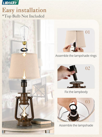 18.72" LED Vintage Lantern Flickering Flame Table Lamps Set of 26