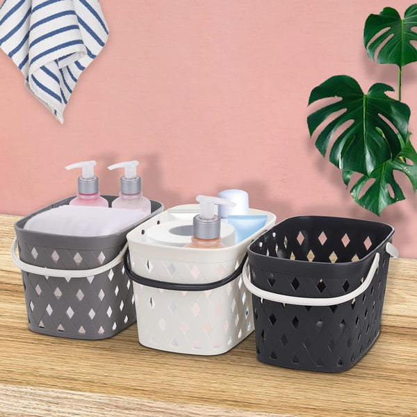 3 Pack Portable Shower Caddy with Handles, Plastic Tote Storage Basket Toiletry Organizer Bin for Holding Soap, Shampoo, Cosmetics, Bathroom, College Dorm, Kitchen, Camp, Gym, 3 Colors6