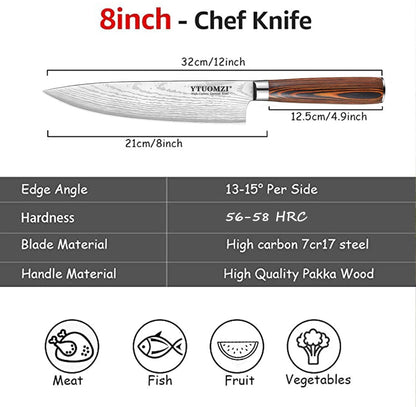 Razor-Sharp Chef Knife, 8-Inch High Carbon Stainless Steel Chef'S Knife for Home Kitchen & Restaurant, 8" Chef Kitchen Knife with Sheath & Gift Box, Ergonomic Handle6