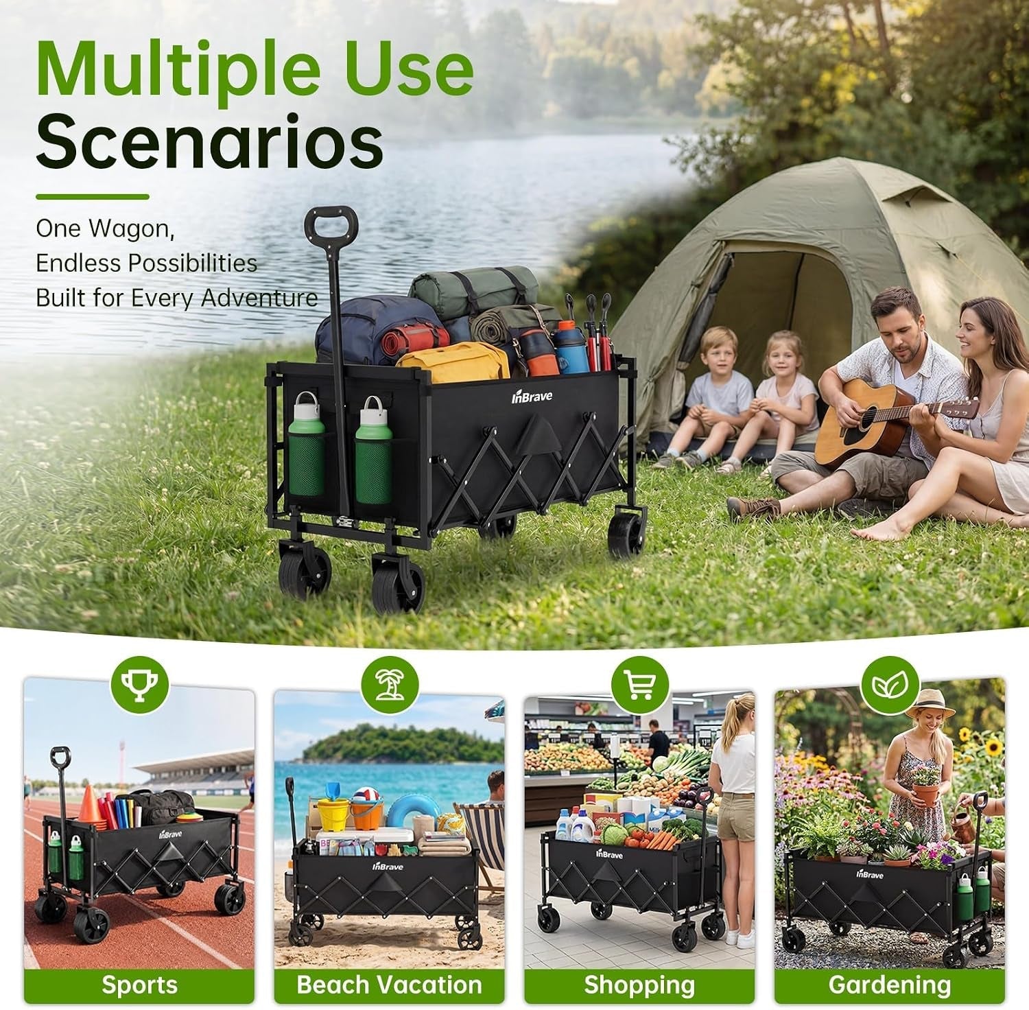 34-extra-long-collapsible-wagon-cart-360lbs-capacity-black