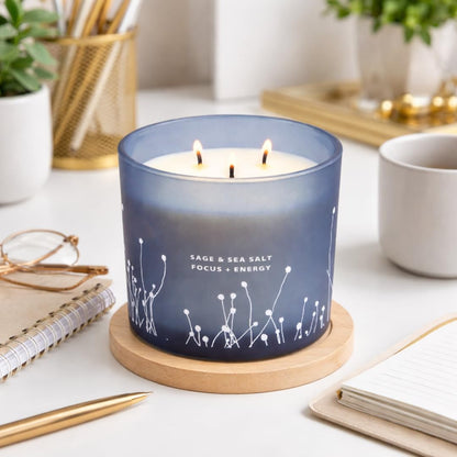 White Sage Sea Salt 3 Wick Jar Candle, Large Scented Candle for Home 14.5Oz7