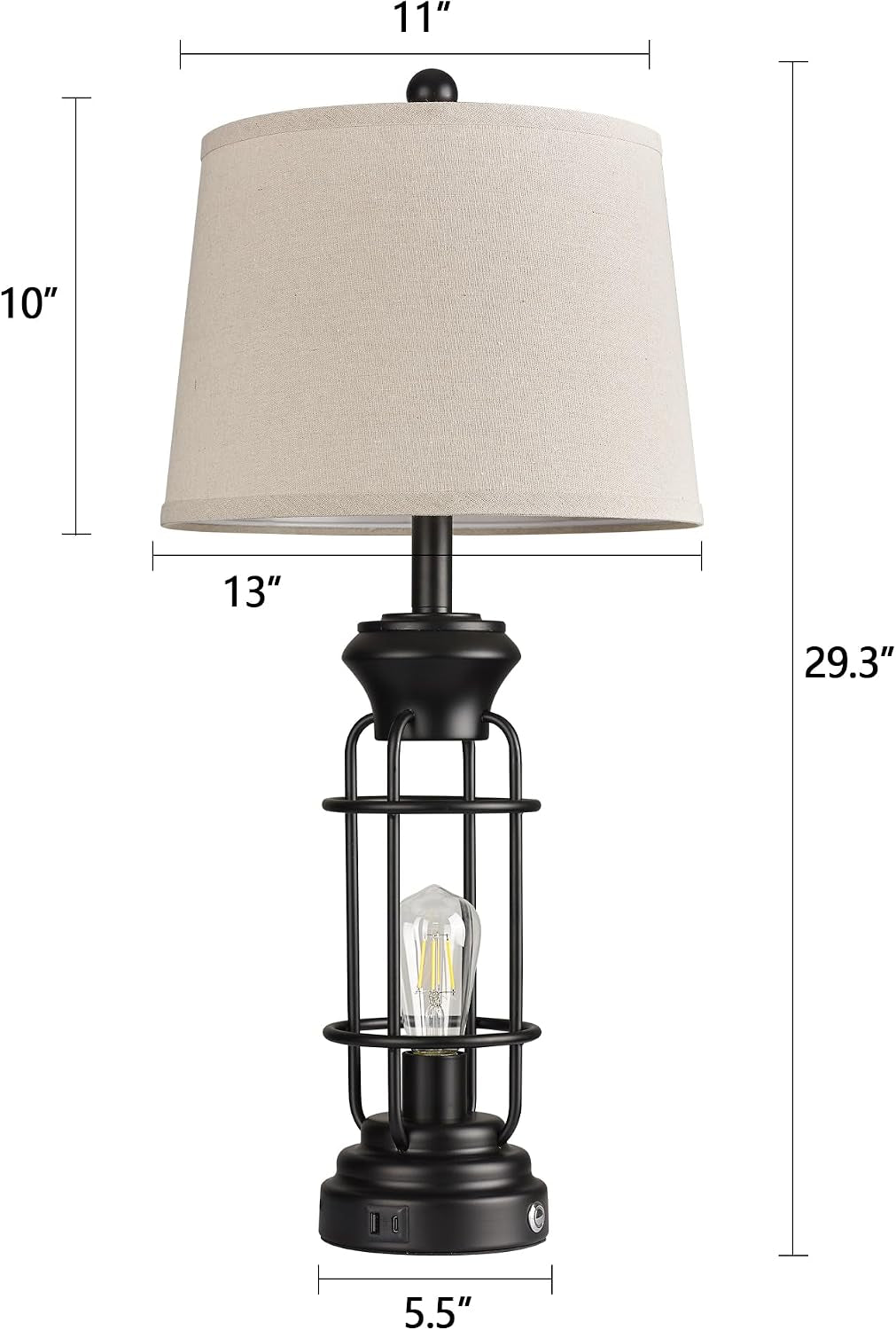 table-lamp-set-of-2-with-usb-ports-28-tall-farmhouse-table-lamp-with-2-nightlight-bulbs-touch-control-table-lamps-for-bedroom-rustic-bedside-lamp-for-end-tables-bulbs-included-black