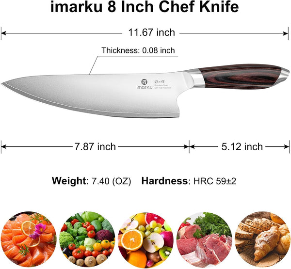 Japanese Chef Knife 8 Inch, Sharp Kitchen Knife in Japanese HC Steel3