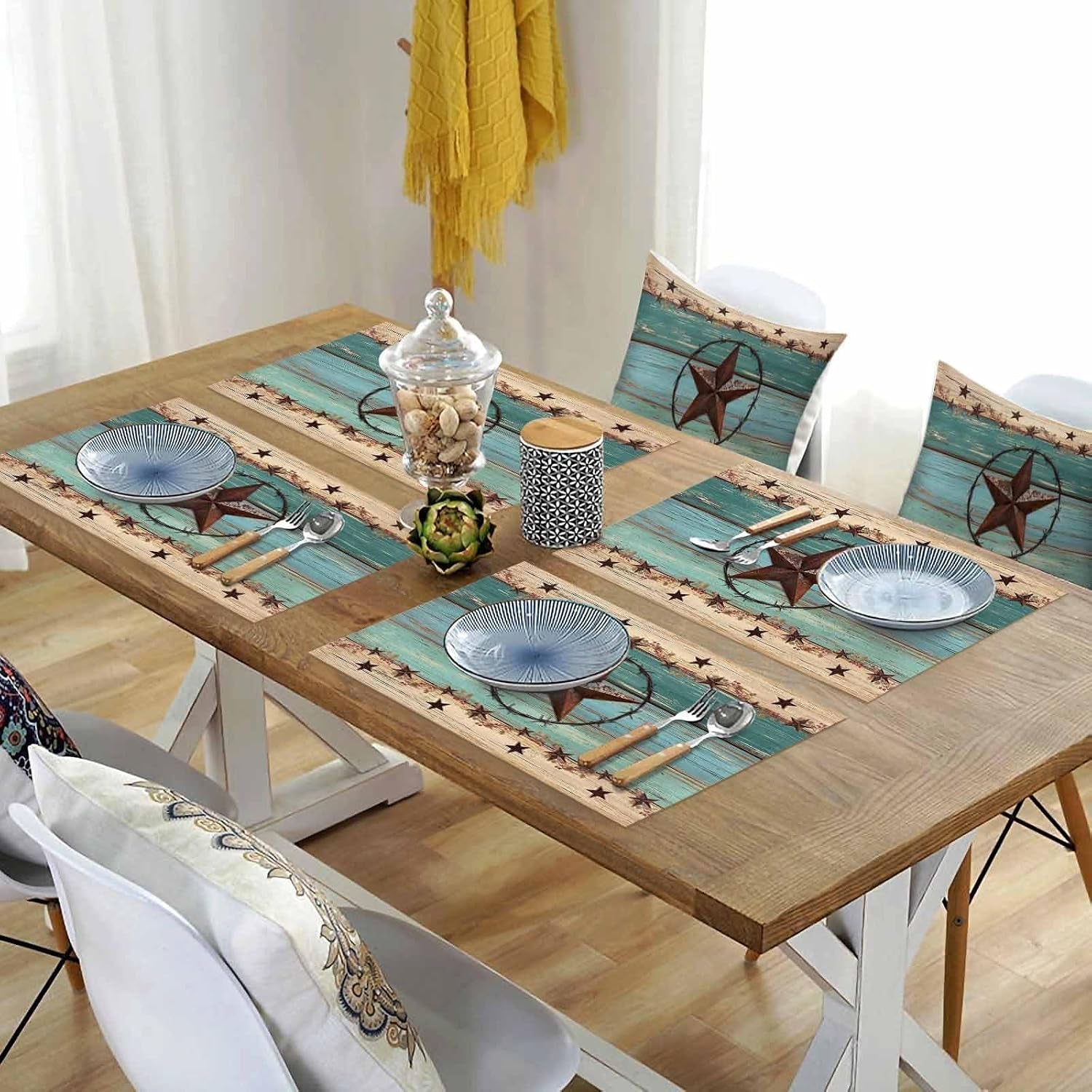 western-texas-star-placemats-set-of-6-retro-turquoise-wooden-rustic-farmhouse-13x19-inch-washable-non-slip-linen-table-mats-rustic-summer-placemats-for-dining-table-party-kitchen-decor