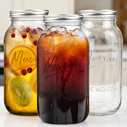 64 Oz Mason Jar Wide Mouth,3 Pack Large Half Gallon Mason Jars with Airtight Lid,Big Glass Jars for Canning,Pickling,Fermenting,Storing5