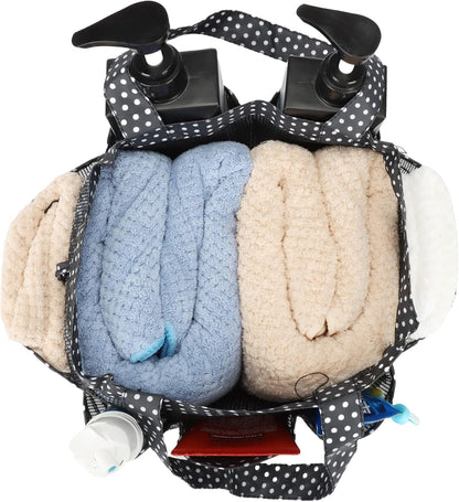 2 Pack Haundry Mesh Shower Caddy Tote Bag Hanging Portable Toiletry Bag College Dorm Essentials Quick Dry Bath Organizer for College Dorms, Gym, Camp for Bathroom Accessories(Leopard Print)5