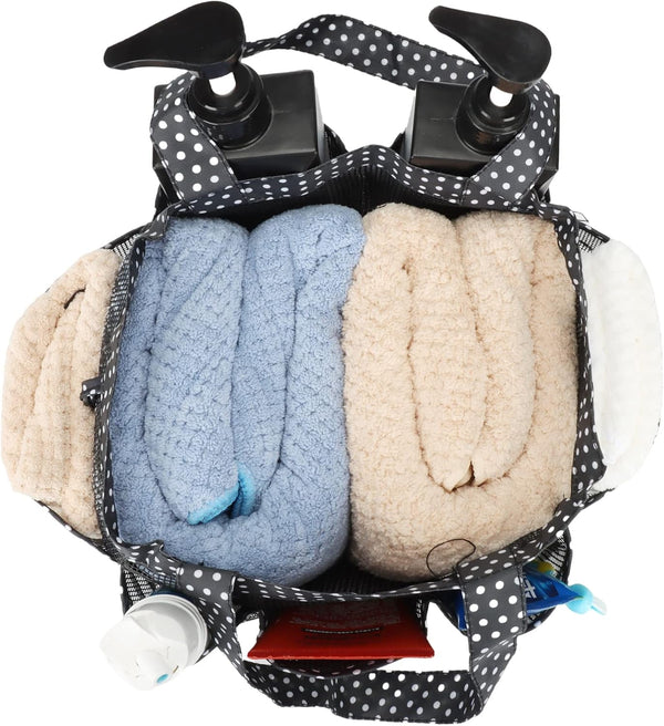 2 Pack Haundry Mesh Shower Caddy Tote Bag Hanging Portable Toiletry Bag College Dorm Essentials Quick Dry Bath Organizer for College Dorms, Gym, Camp for Bathroom Accessories(Leopard Print)5
