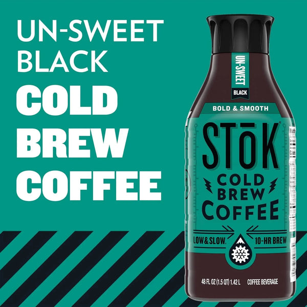 Bold & Smooth Black Unsweetened Cold Brew Coffee, Ready to Drink Bottled Coffee, 48 Fl Oz​4