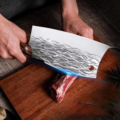 Meat Cleaver,Cleaver Knife, 6.5Inch Hand Forged Chef Knife Cleaver Bone Knife Fish Knife Double Edge Kitchen Knife, ZJH96583