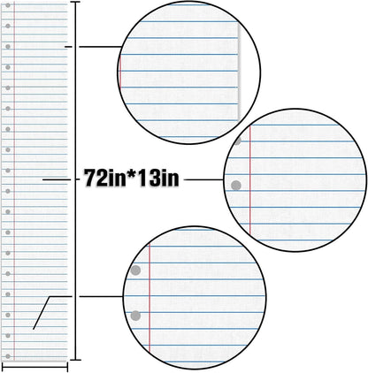 Composition Notebook Paper Table Runner Teacher Appreciation Week Welcome Back to School Party Decoration Classroom Dining Room Home Kitchen Table Decor (13" X 72")3