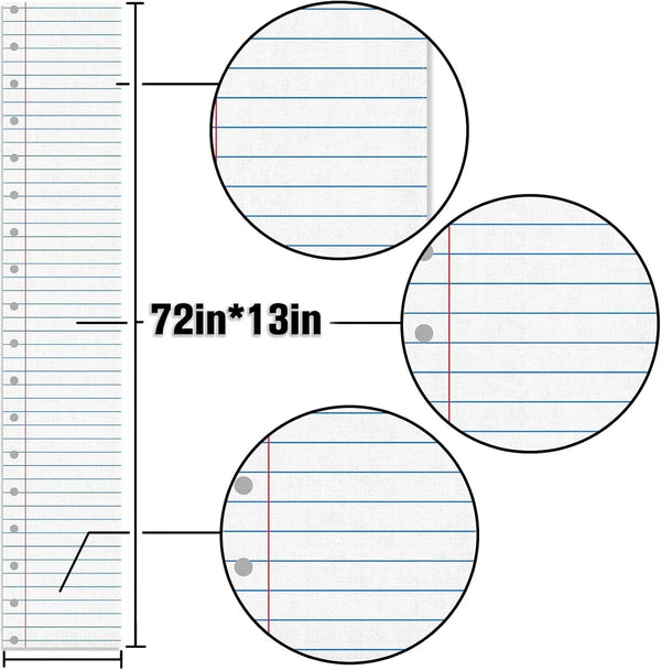 Composition Notebook Paper Table Runner Teacher Appreciation Week Welcome Back to School Party Decoration Classroom Dining Room Home Kitchen Table Decor (13" X 72")3