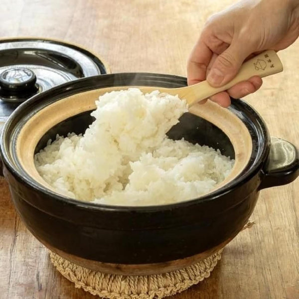 Nagatani Seitou ACT-03 Hase-En Kamado-San Earthenware Pot for 2 Cook Rice, Made in Japan (With Rice Spoon, Recipe) Diameter 8.5 Inches (21.5 Cm) X Height 6.3 Inches (16 Cm), Heat Retention, Rice Pot,3
