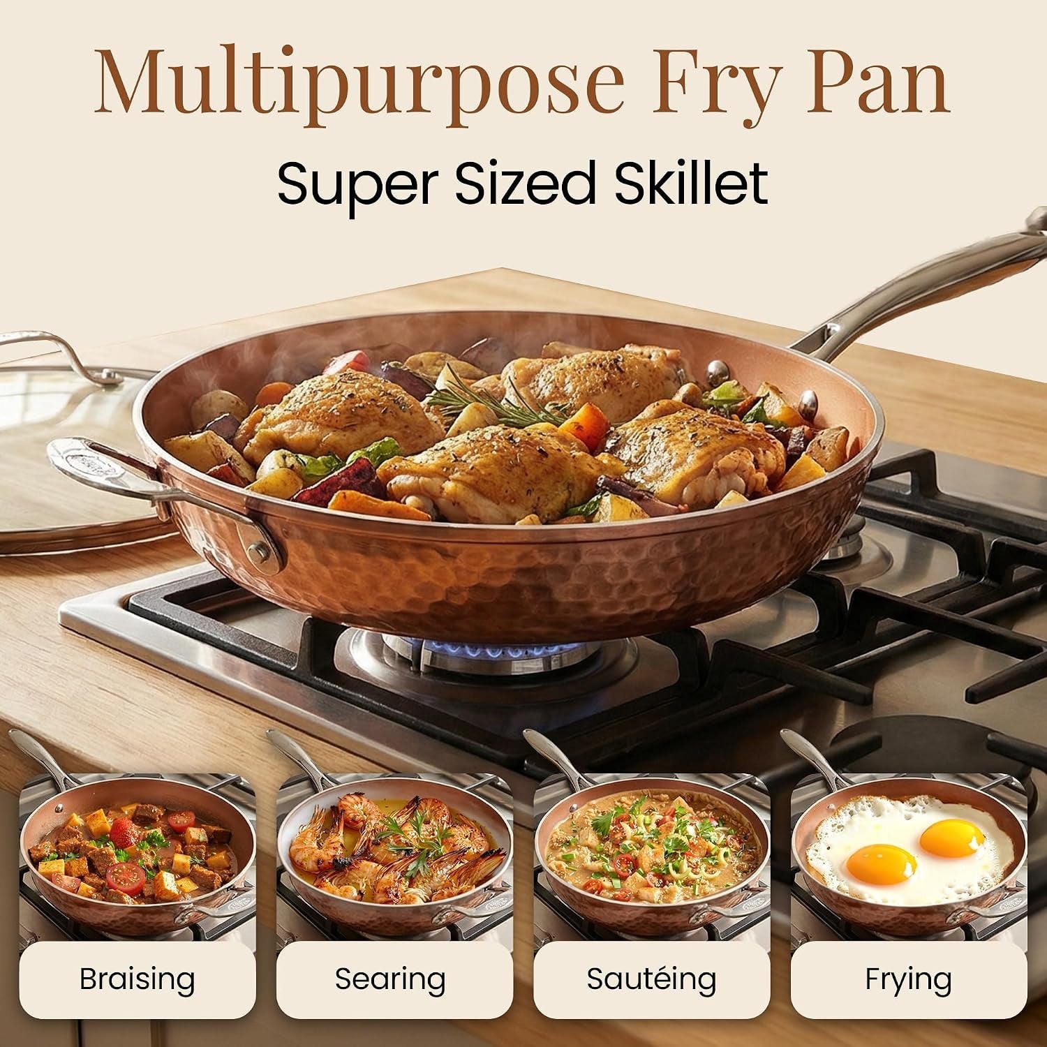 hammered-copper-14-inch-non-stick-frying-pan-with-lid-nonstick-frying-pan-with-ceramic-coating-and-induction-plate-for-even-heating-oven-dishwasher-safe-100-healthy-non-toxic-extra-large-skillet-induction-compatible-pfoa-pfos-ptfe-free-ceramic-coating-stay-cool-handle-oven-dishwasher-safe