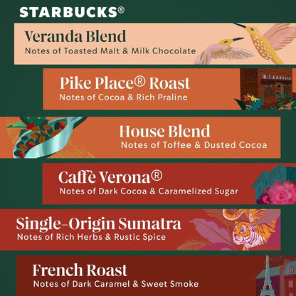 Starbucks K-Cup Coffee Pods, Starbucks Blonde, Medium, Dark Roast and Flavored Hot or Iced Coffee, Variety Pack, 40 Keurig Pods | 100% Arabica K-Cup Pods for Keurig Brewers; Starbucks Blonde, Medium, Dark Roast and Flavored Variety Pack; 1 Box, 40 Pods5