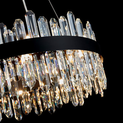 Black Modern Oval Crystal Chandelier, 24-Lights Luxury Chandeliers 2-Tiers K9 Crystal Chandelier Pendant, Light Fixture G9 Lights for Dining Living Room Entryway Kitchen Dia 30 Inch3