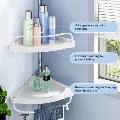 Corner Shower Caddy Tension Pole: Adjustable Stainless Steel Shower Organizer with 4 Tier Shelf for Bathroom Bathtub Tub Shampoo - Floor Standing Rack Bath Storage Holder with Rust Proof Rods2