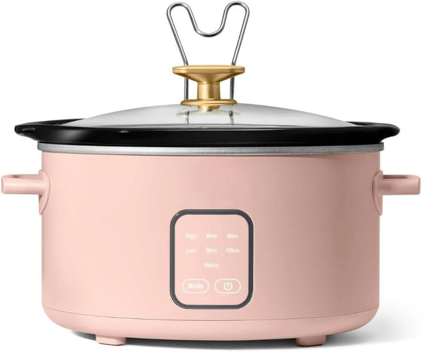 Wonderful 4-Qt Programmable Slow Cooker -5 Preset Cooking Functions, Digital Countdown Timer, Dishwasher-Safe Parts and Cool-Touch Handles (Rose)1