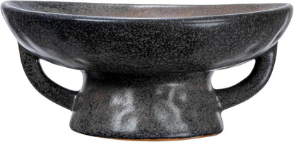 Creative Co-Op Stoneware Bowl with Handle and Base, Black Reactive Glaze4