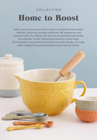 Home to Roost Mixing Bowl | 24Cm Earthenware Bowl with Embossed Hen & Cockerel Design | Classic Bakeware for Dough, Pastry & Cake Mixing | Dishwasher & Freezer Safe6