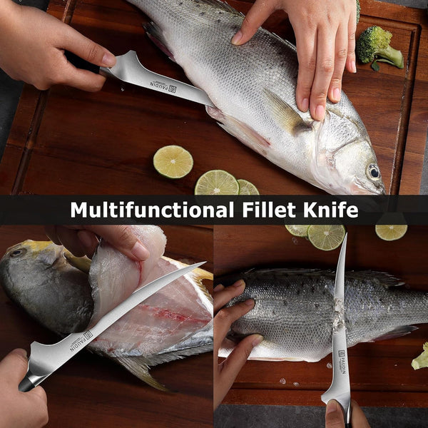 Fillet Knife, 7" Flexible Boning Knives with G10 Handle, Dishwasher Safe High Carbon German Steel Fish Knife for Meat Trimming, Deboning & Skinning,Professional Holiday BBQ Cooking Gift for Men3