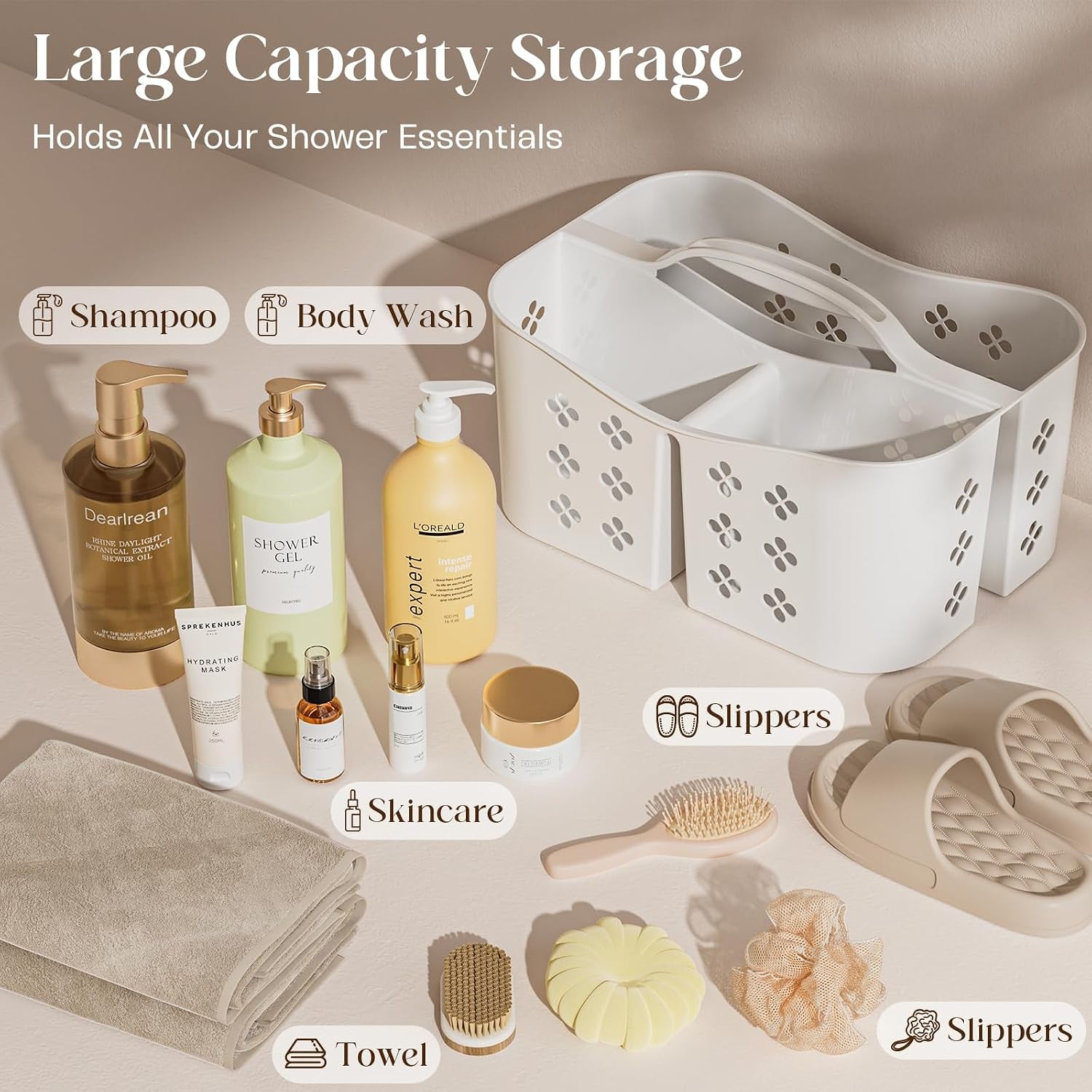 portable-shower-caddy-with-handle-large-capacity-shower-basket-organizer-quick-drain-bathroom-storage-tote-durable-plastic-shower-organizer-for-college-dorm-beach-gym-travel-essentials-white