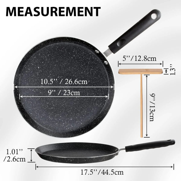 10.5 Inch Nonstick Crepe Pan with Spreader Induction Compatible, for Egg Omelet and Flat Pancake Frying Pan, PFOA & Ptfes Free (Black)4