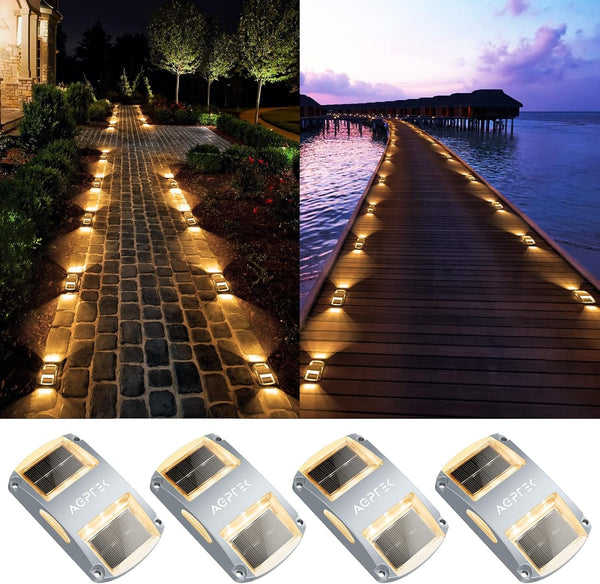 Solar Driveway Lights 4 Pack, Outdoor Deck Dock Marine Waterproof1