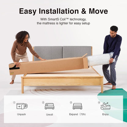 Queen Mattress, 10 Inch Queen Size Mattresses in a Box with Smarts™ Pocket Coil for Pressure Relief, Medium Plush Foam and Spring Hybrid Colchones with Certipur-Us Certified10