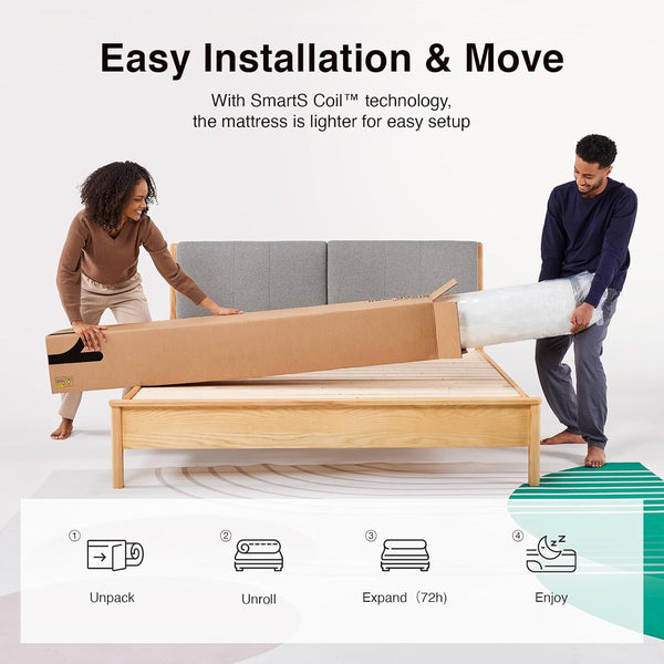 Queen Mattress, 12 Inch Queen Size Mattresses in a Box with Smarts™ Pocket Coil for Pressure Relief, Medium Plush Foam and Spring Hybrid Colchones with Certipur-Us Certified9