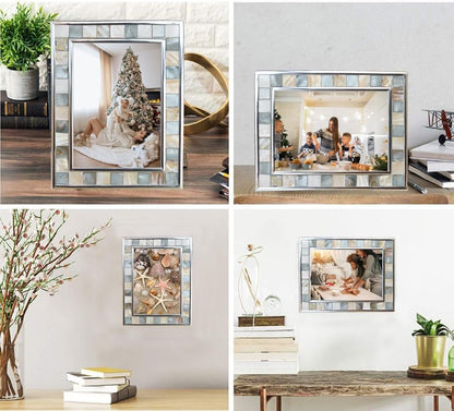 Mother of Pearl Picture Frame 5X7, Grey+White, 1Pc6