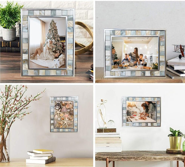 Mother of Pearl Picture Frame 5X7, Grey+White, 1Pc6