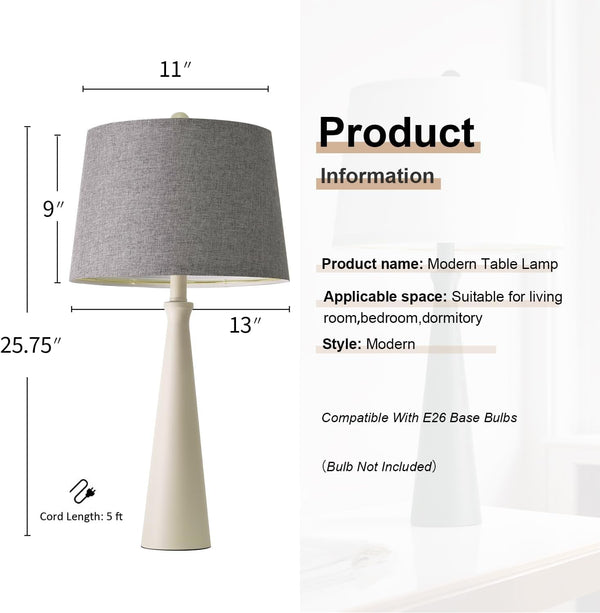 25.75" Modern Table Lamp for Bedroom Set of 2, USB C Port, White4
