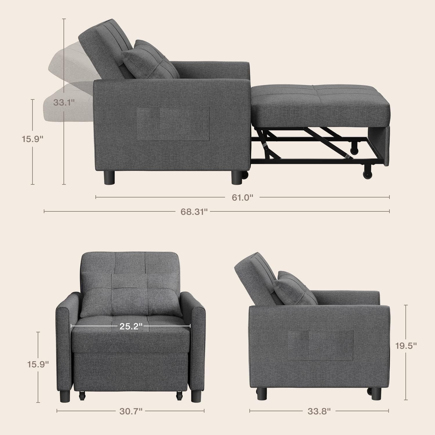 3-in-1-sleeper-chair-bed-convertible-sofa-dark-gray