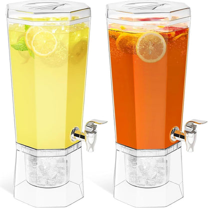 1 Gallon Drink Dispenser for Party with Leak-Proof Spigot, 2 Pcs | BPA Free Plastic, Removable Stand for Fridge Storage, Beverage Container for Juice/Tea/Lemonade Stand, Soda & Mimosa Bar1