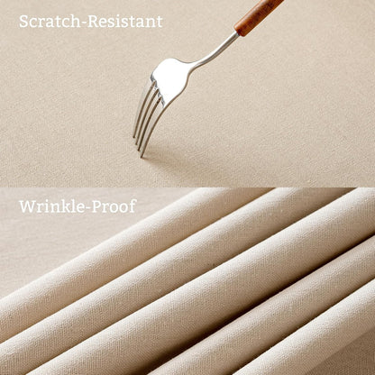 Beige Rectangle Tablecloth Scalloped Cutouts Waterproof Table Cover 55X846