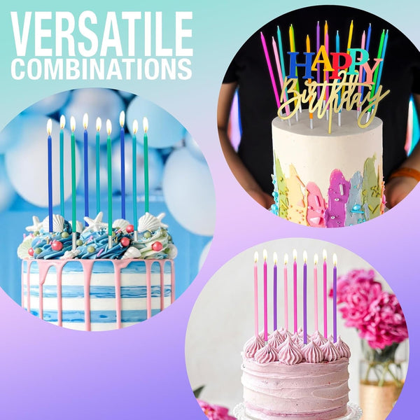40-Count Rainbow Birthday Candles for Cake, 5.5” Tall Thin7