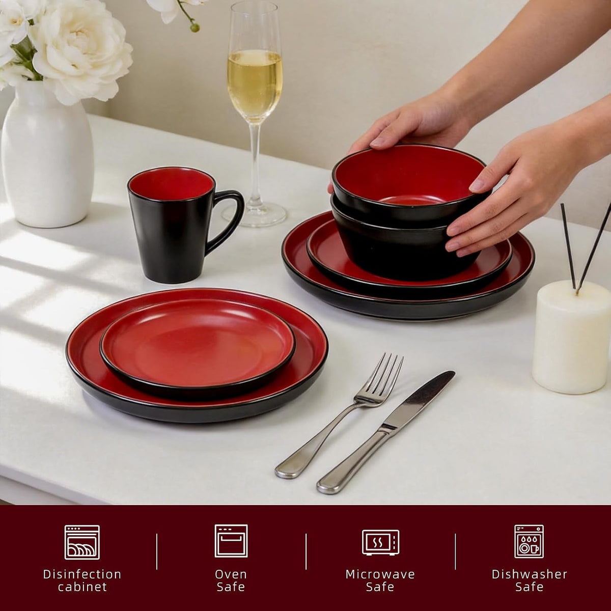stoneware-dinnerware-set-service-for-4-16-piece-two-tone-handmade-plates-bowls-set-chip-crack-resistant-modern-tableware-red-and-black